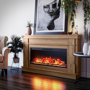 Ameriwood Home Elmcroft Wide Mantel with Linear Electric Fireplace - Walnut