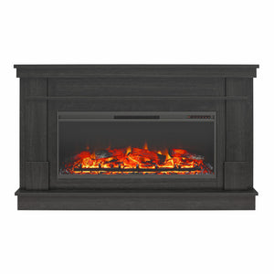 Ameriwood Home Elmcroft Wide Mantel with Linear Electric Fireplace - Black Oak
