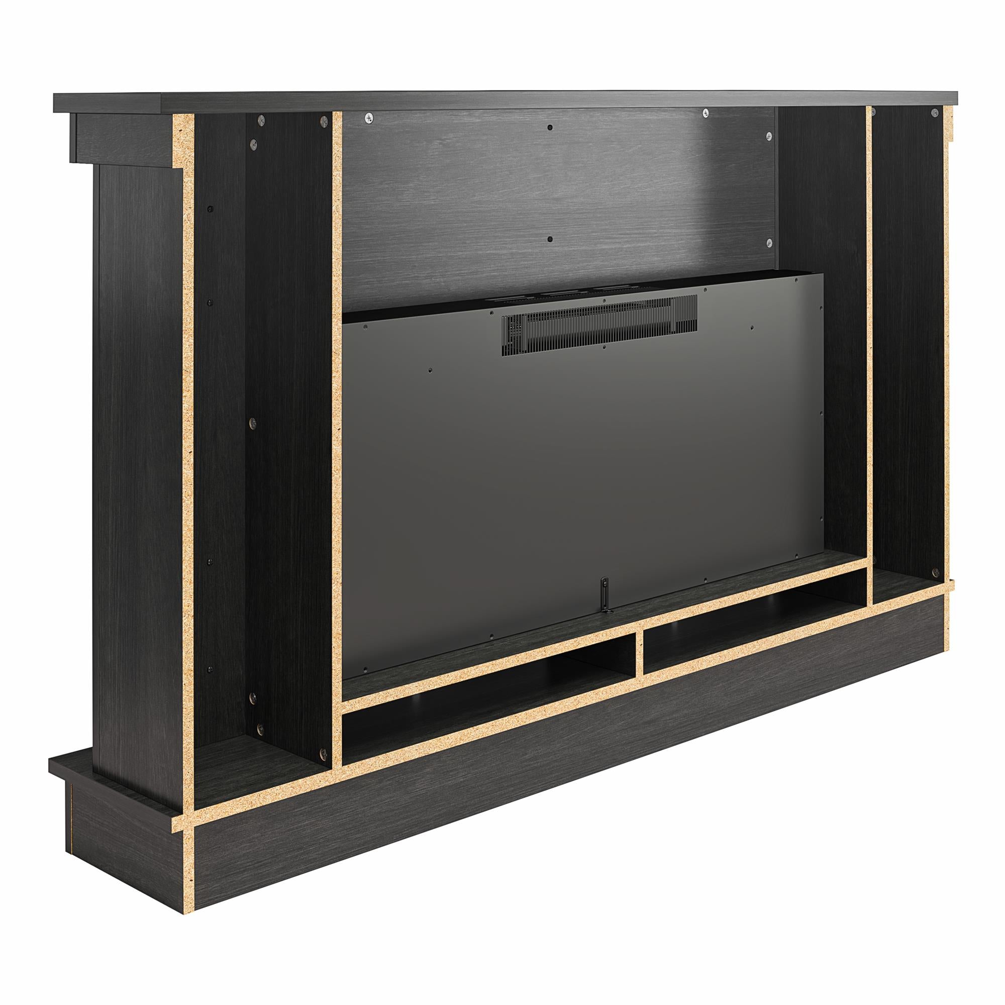 Ameriwood Home Elmcroft Wide Mantel with Linear Electric Fireplace - Black Oak