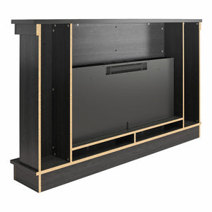 Ameriwood Home Elmcroft Wide Mantel with Linear Electric Fireplace - Black Oak