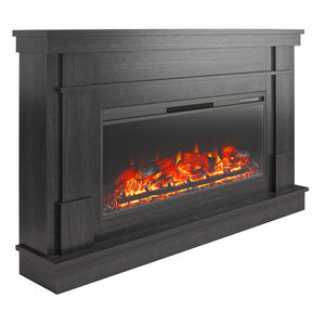 Ameriwood Home Elmcroft Wide Mantel with Linear Electric Fireplace - Black Oak