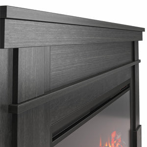 Ameriwood Home Elmcroft Wide Mantel with Linear Electric Fireplace - Black Oak