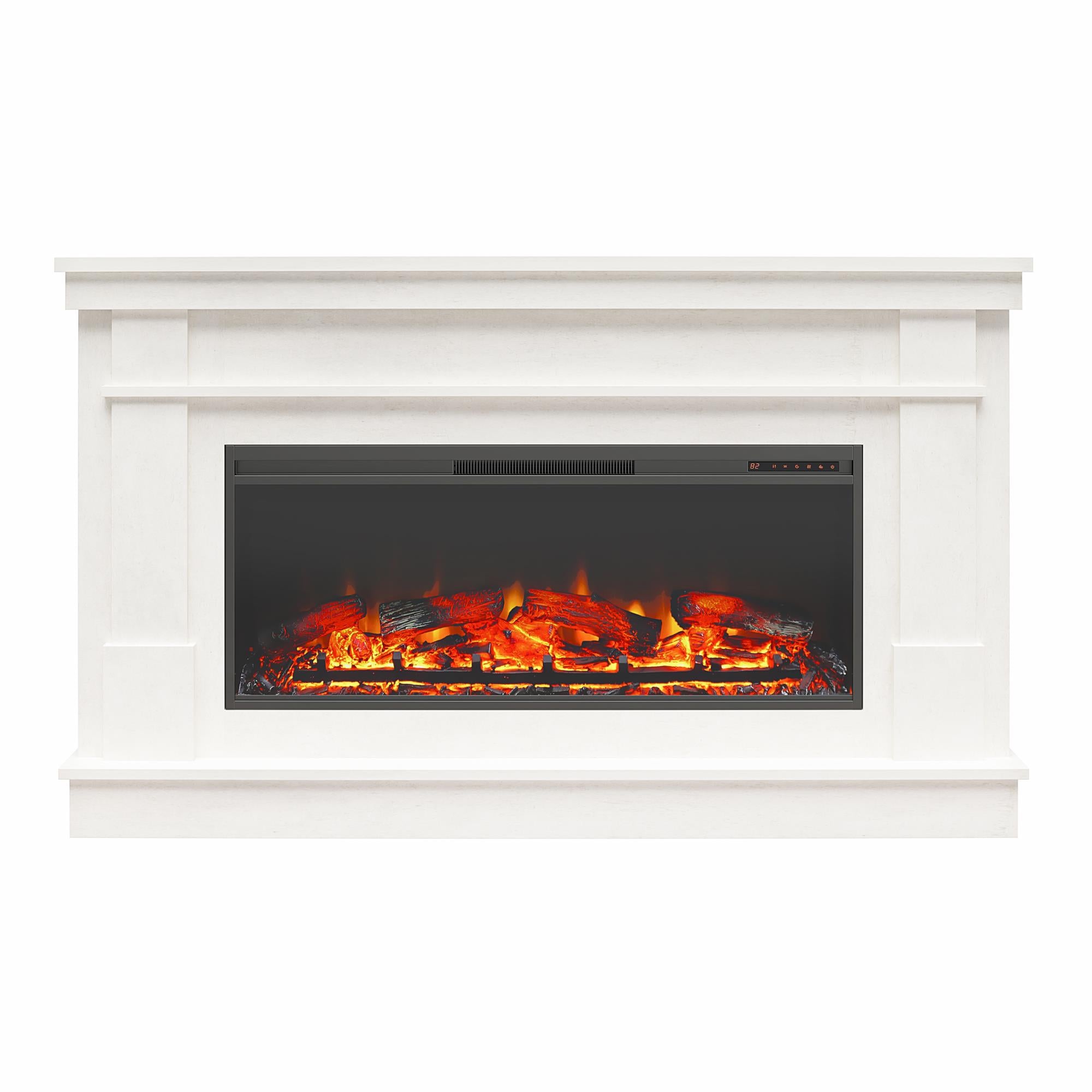 Ameriwood Home Elmcroft Wide Mantel with Linear Electric Fireplace - Plaster