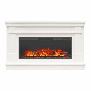 Ameriwood Home Elmcroft Wide Mantel with Linear Electric Fireplace - Plaster