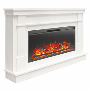 Ameriwood Home Elmcroft Wide Mantel with Linear Electric Fireplace - Plaster