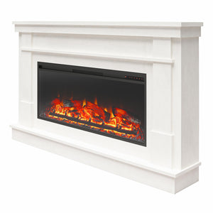 Ameriwood Home Elmcroft Wide Mantel with Linear Electric Fireplace - Plaster