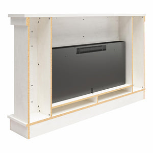 Ameriwood Home Elmcroft Wide Mantel with Linear Electric Fireplace - Plaster