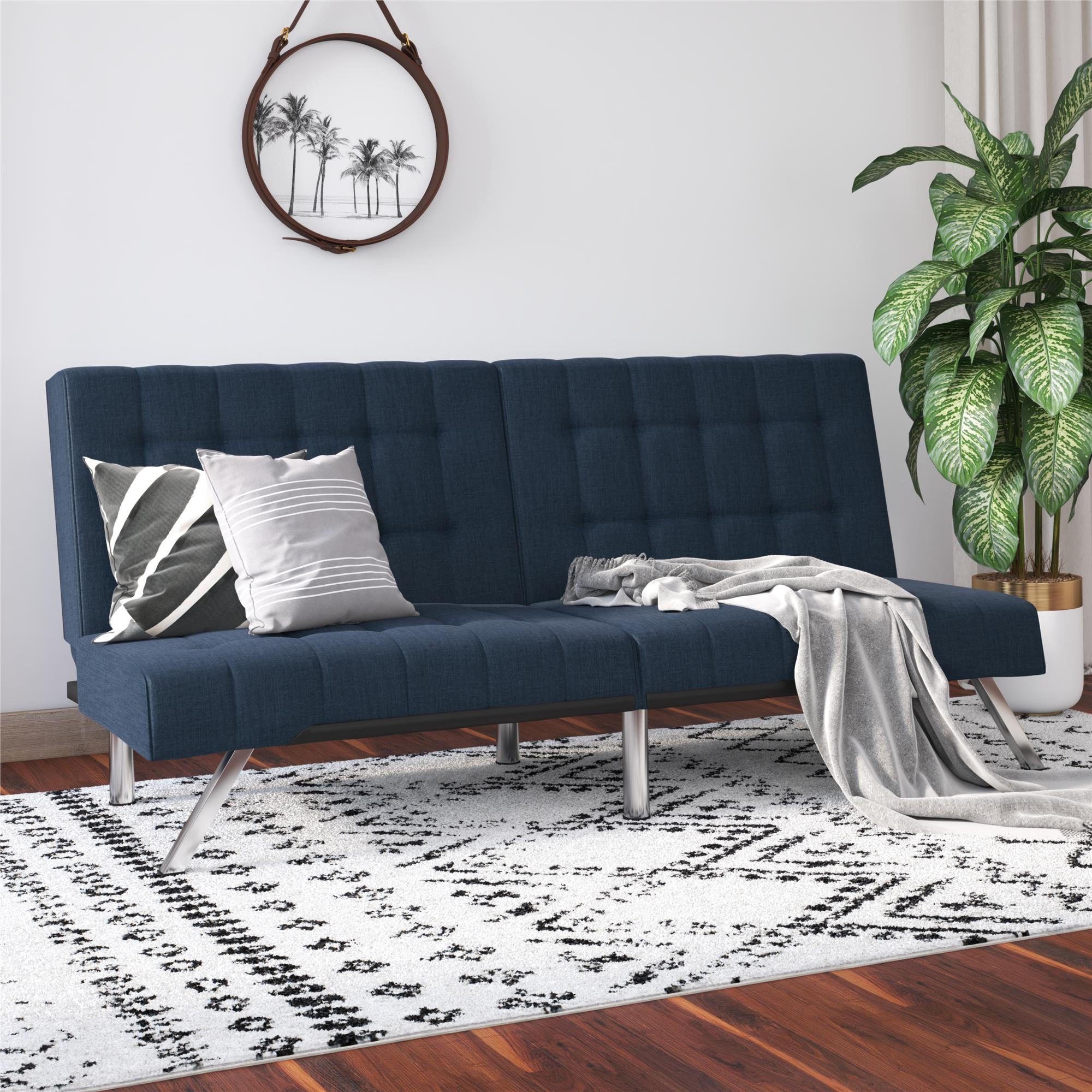 DHP Emily Armless Futon Sofa Bed - Navy