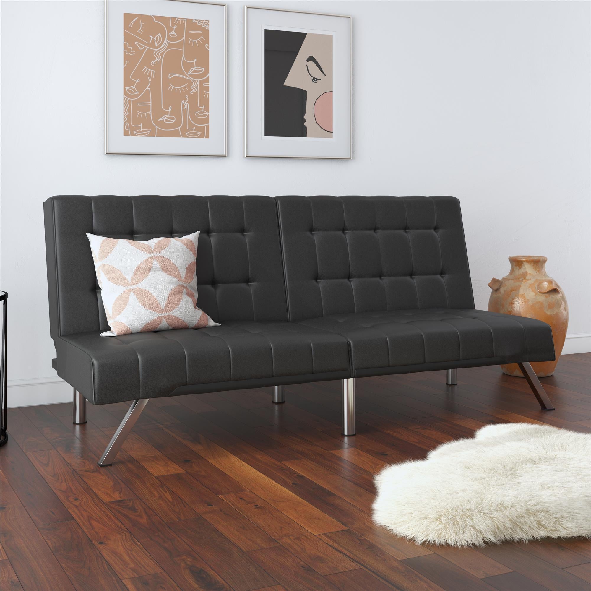 DHP Emily Armless Futon Sofa Bed - Black