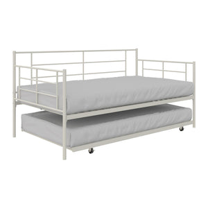RealRooms Praxis Metal Daybed with Trundle - White - Twin