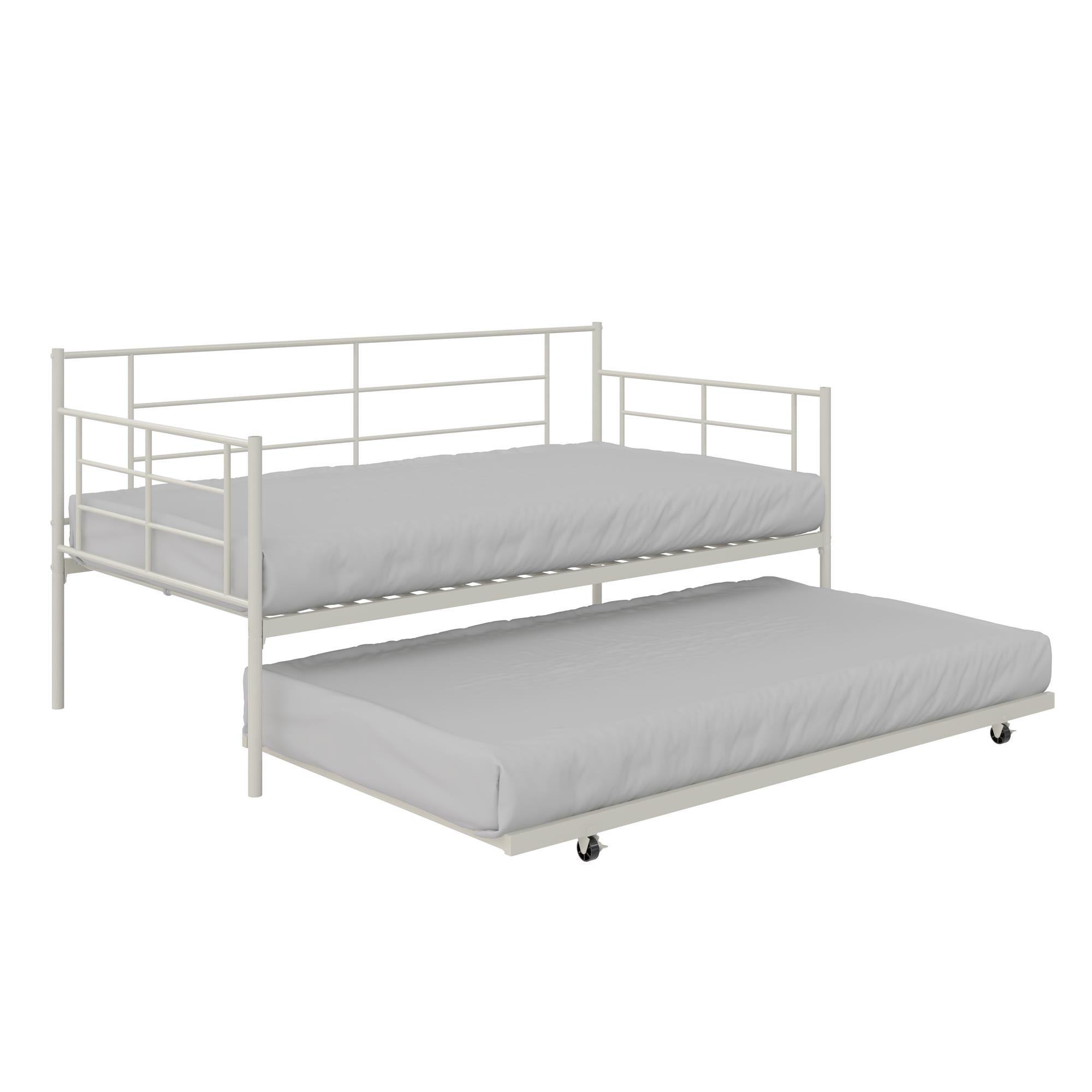 RealRooms Praxis Metal Daybed with Trundle - White - Twin