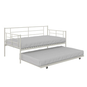 RealRooms Praxis Metal Daybed with Trundle - White - Twin