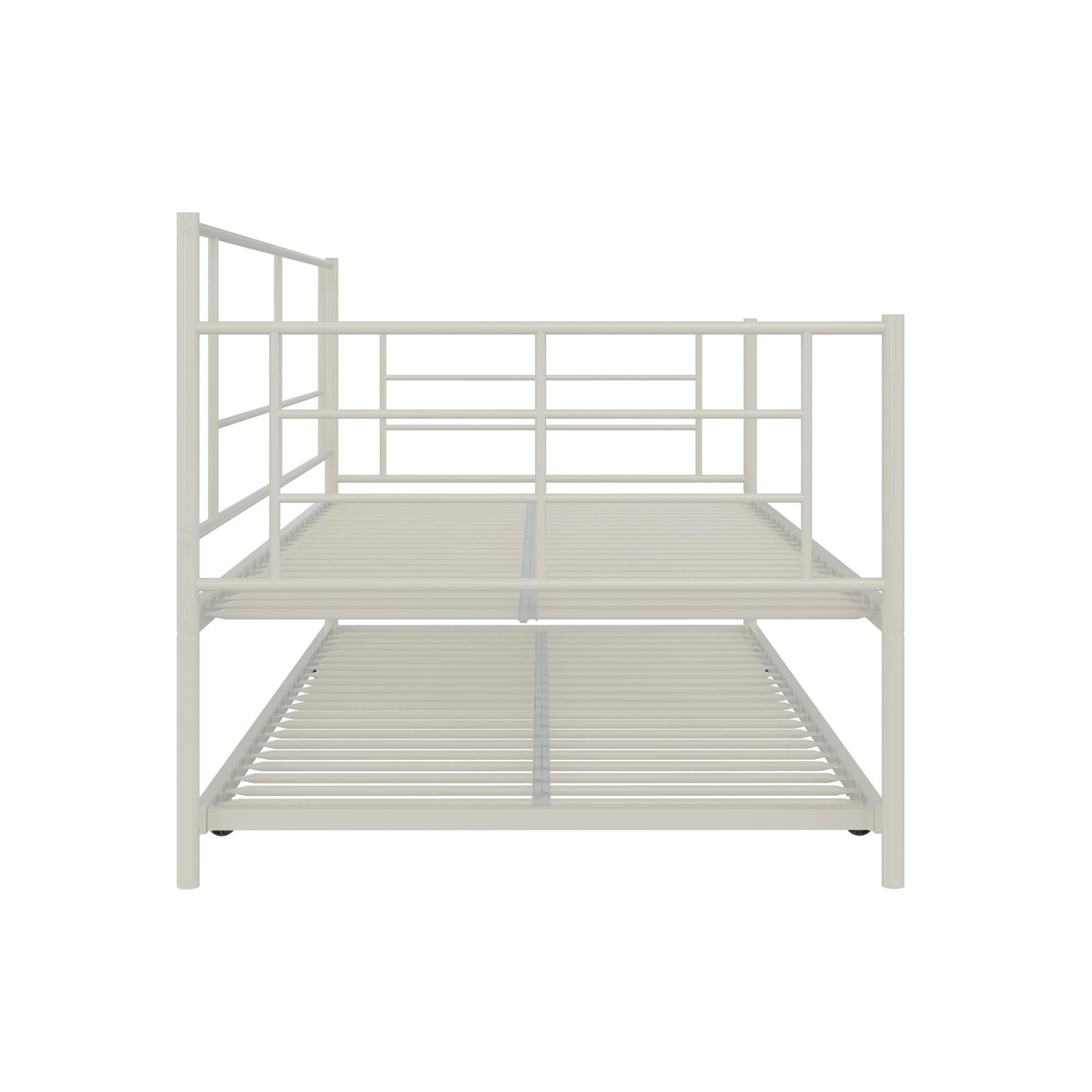RealRooms Praxis Metal Daybed with Trundle - White - Twin