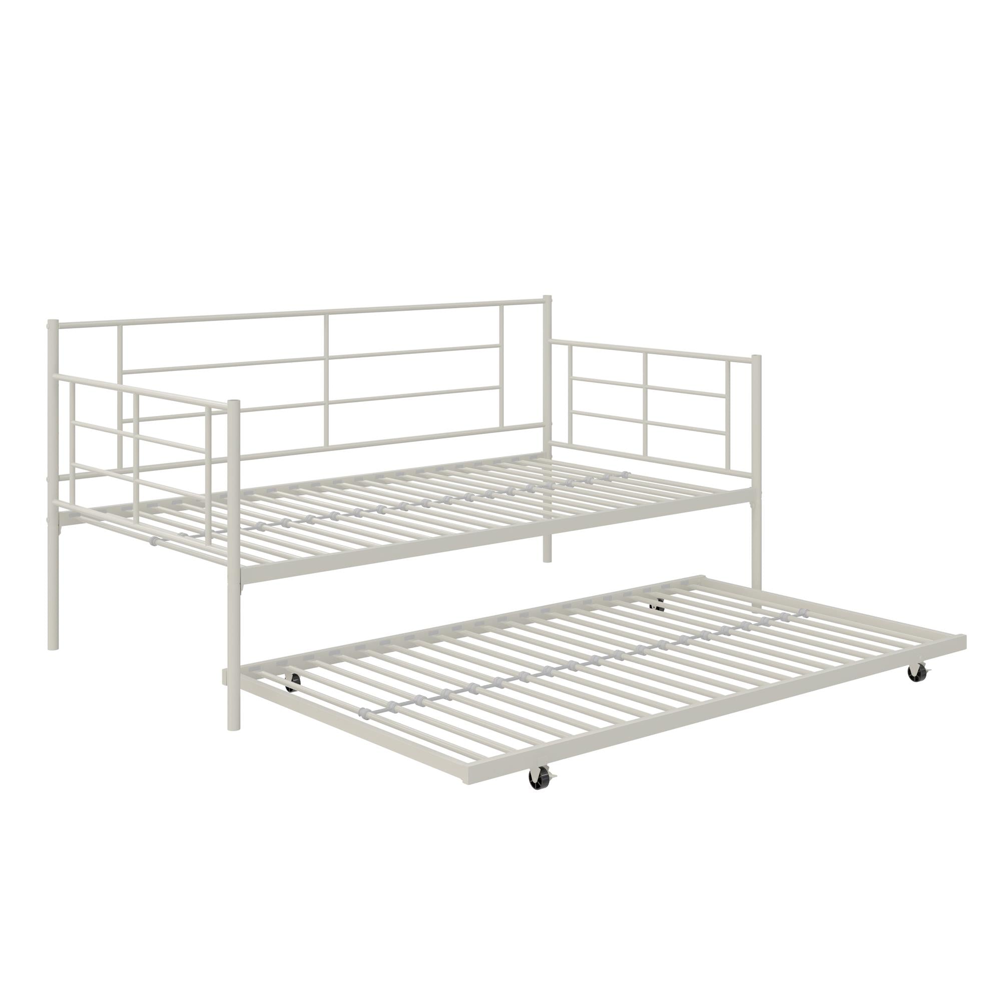 RealRooms Praxis Metal Daybed with Trundle - White - Twin