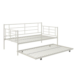 RealRooms Praxis Metal Daybed with Trundle - White - Twin