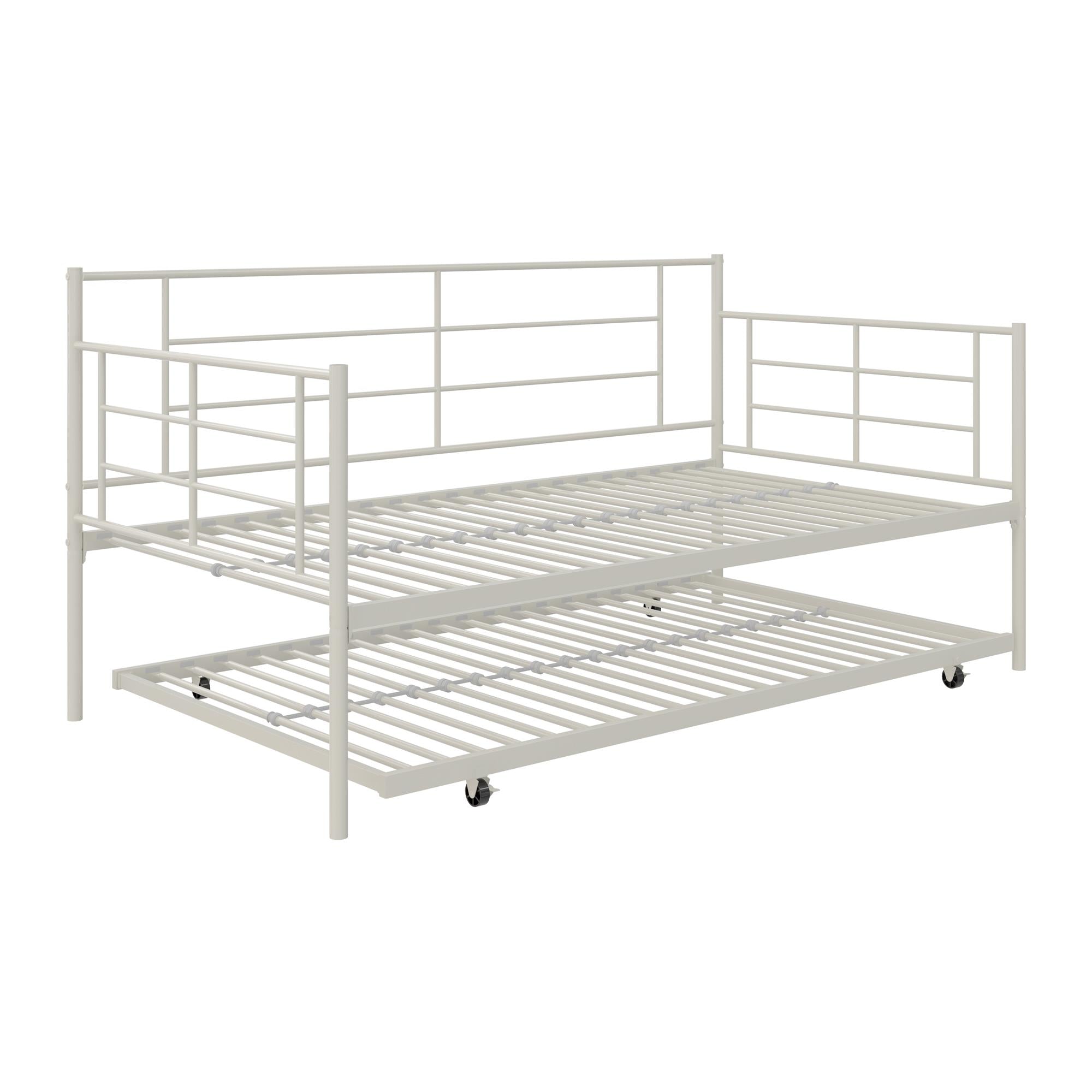 RealRooms Praxis Metal Daybed with Trundle - White - Twin