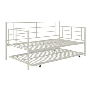 RealRooms Praxis Metal Daybed with Trundle - White - Twin