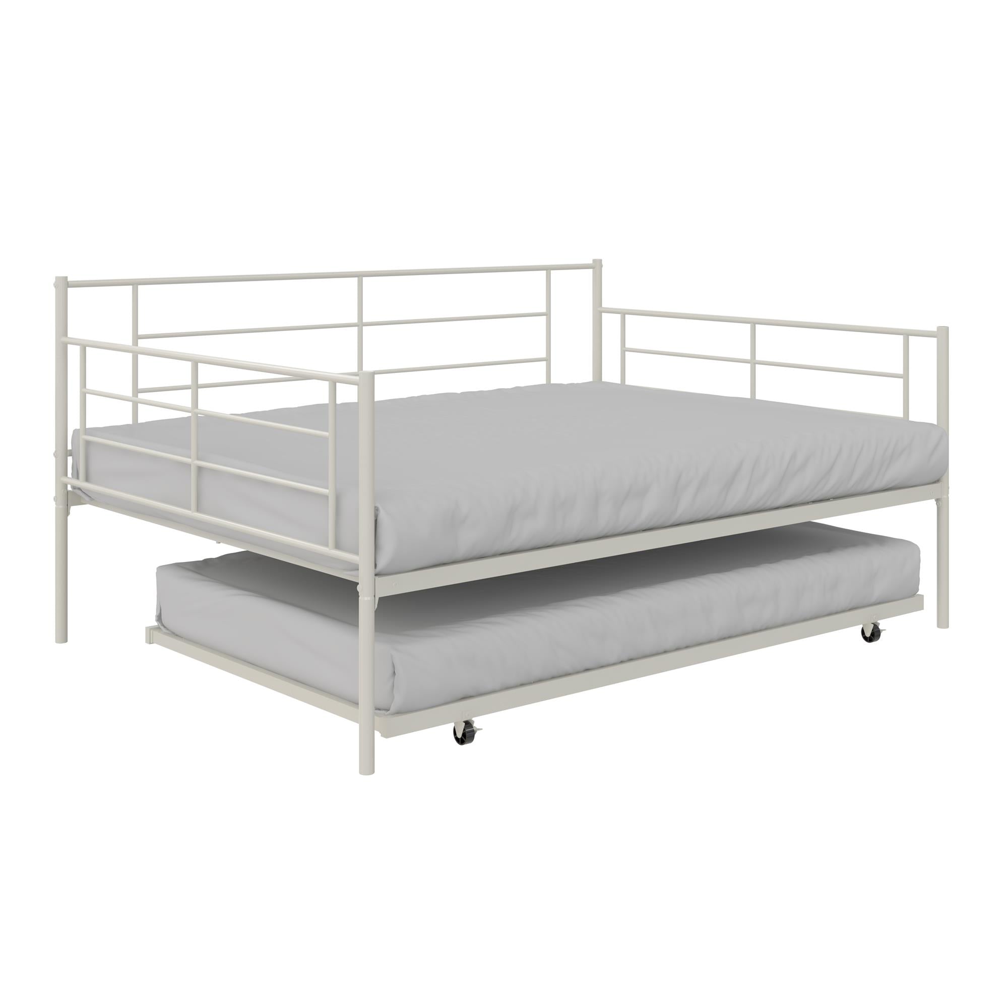 RealRooms Praxis Metal Daybed with Trundle - White - Full