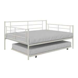 RealRooms Praxis Metal Daybed with Trundle - White - Full