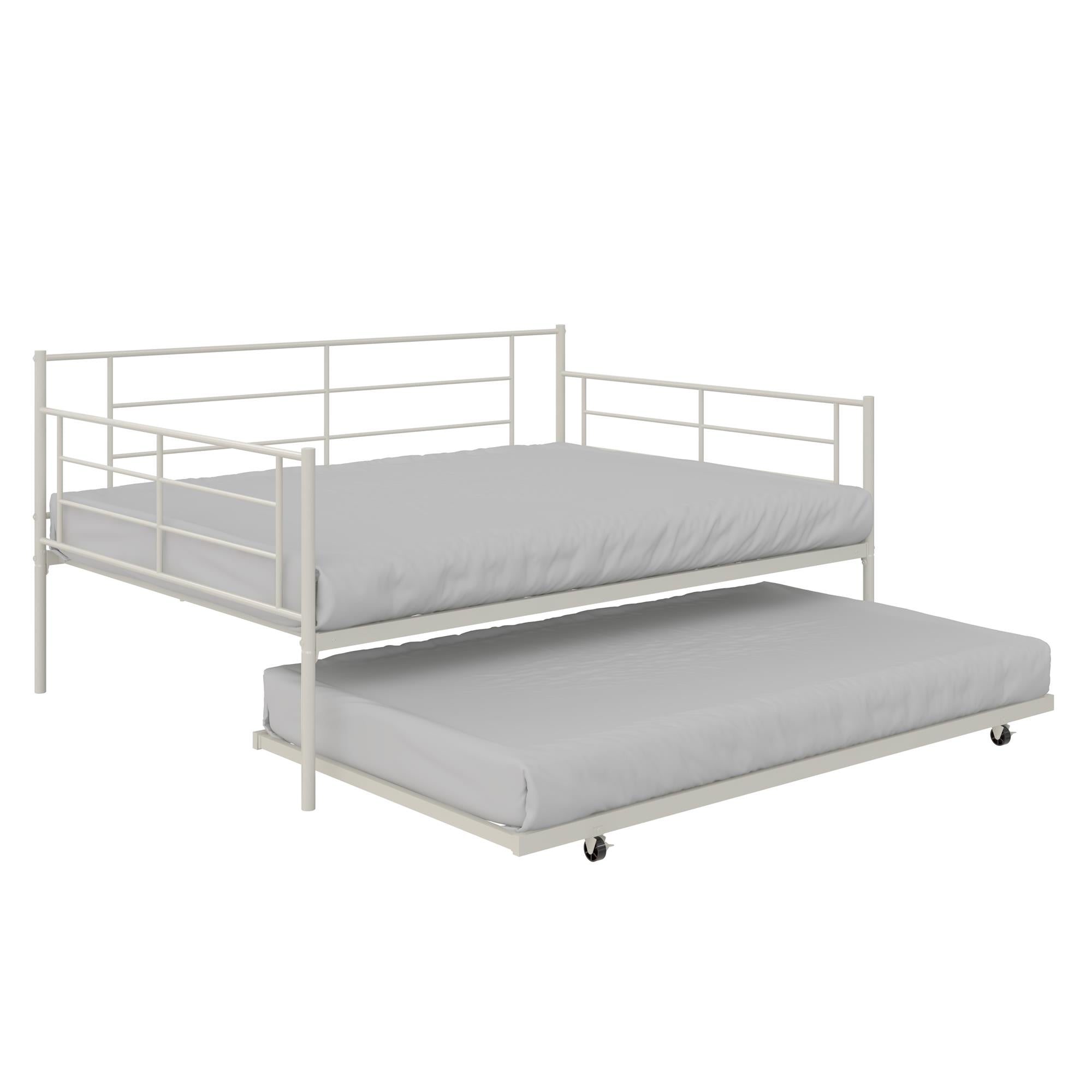 RealRooms Praxis Metal Daybed with Trundle - White - Full