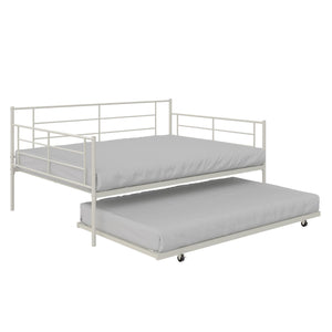 RealRooms Praxis Metal Daybed with Trundle - White - Full
