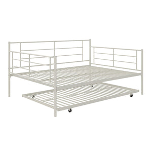 RealRooms Praxis Metal Daybed with Trundle - White - Full