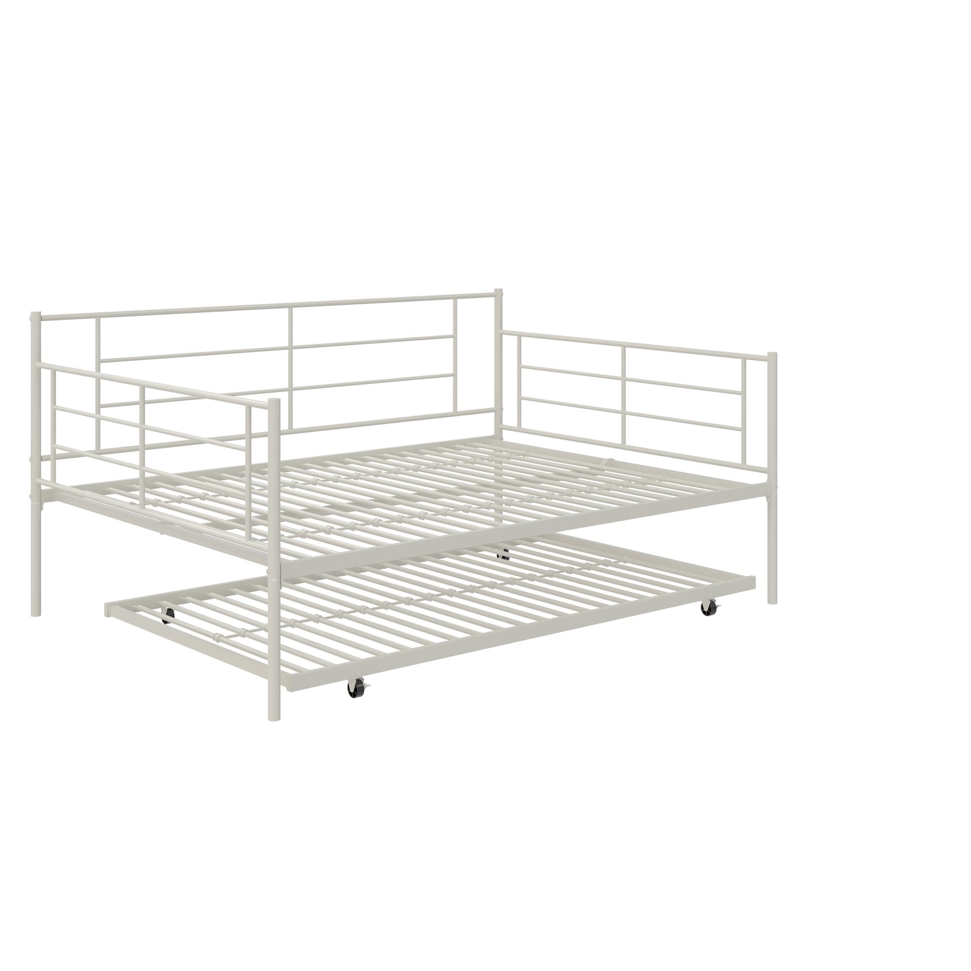 RealRooms Praxis Metal Daybed with Trundle - White - Full