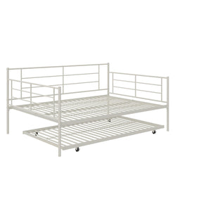 RealRooms Praxis Metal Daybed with Trundle - White - Full