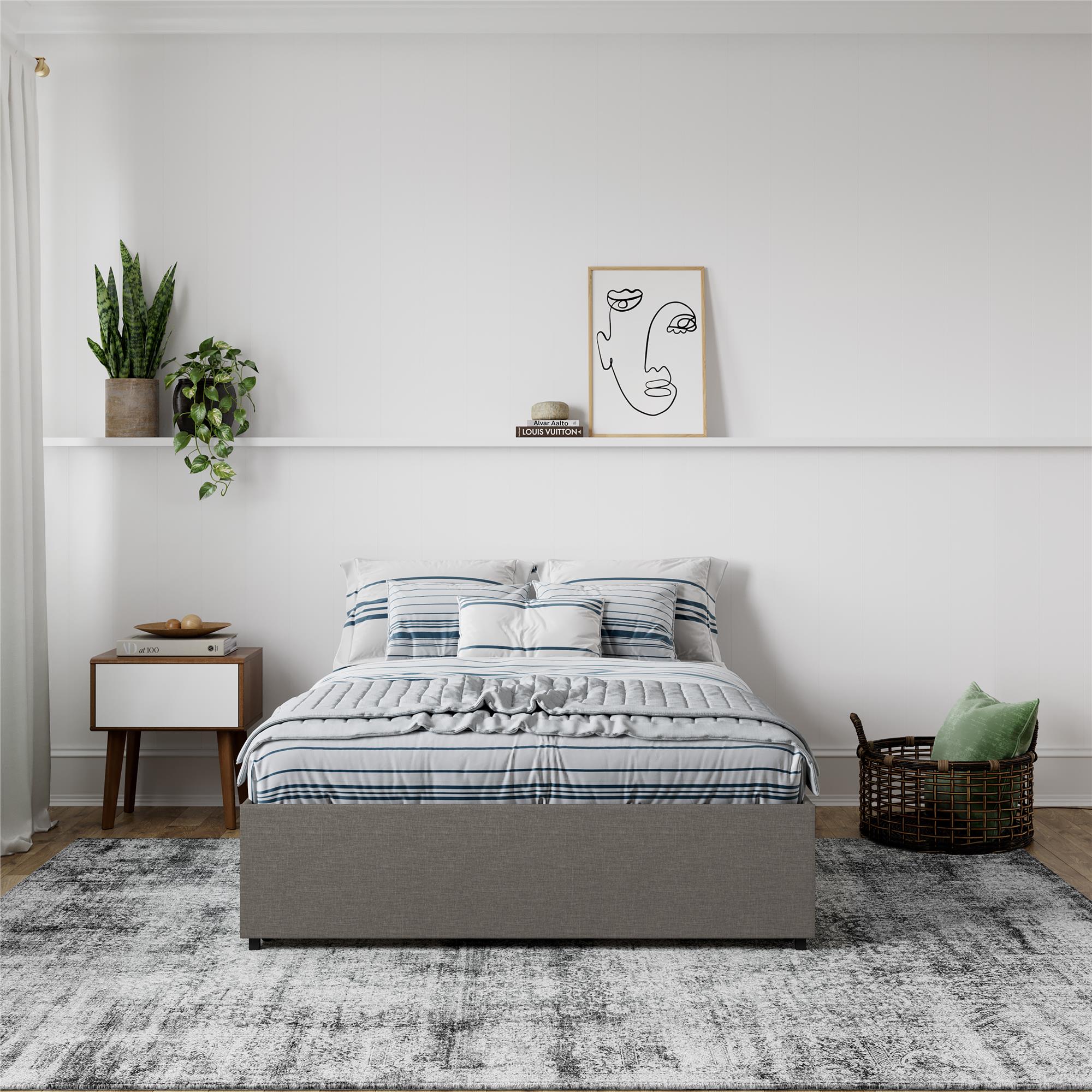 DHP Maven Bed Frame with Storage - Grey Linen - Full