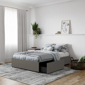 DHP Maven Bed Frame with Storage - Grey Linen - Queen