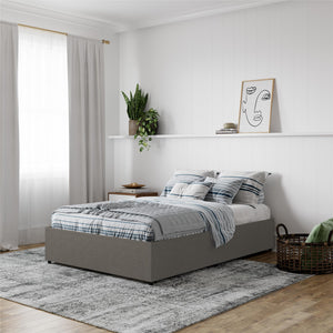 DHP Maven Bed Frame with Storage - Grey Linen - Queen
