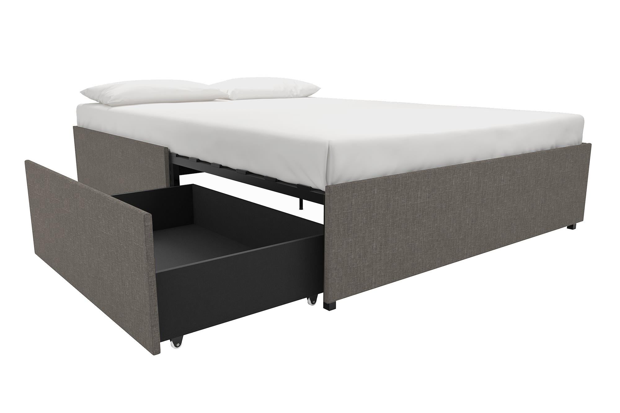 DHP Maven Bed Frame with Storage - Grey Linen - Queen