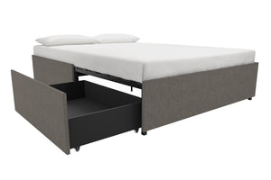 DHP Maven Bed Frame with Storage - Grey Linen - Queen