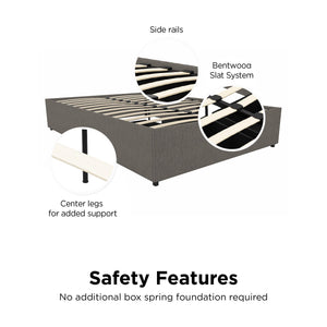 DHP Maven Bed Frame with Storage - Grey Linen - Queen