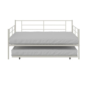 RealRooms Praxis Metal Daybed with Trundle - White - Twin