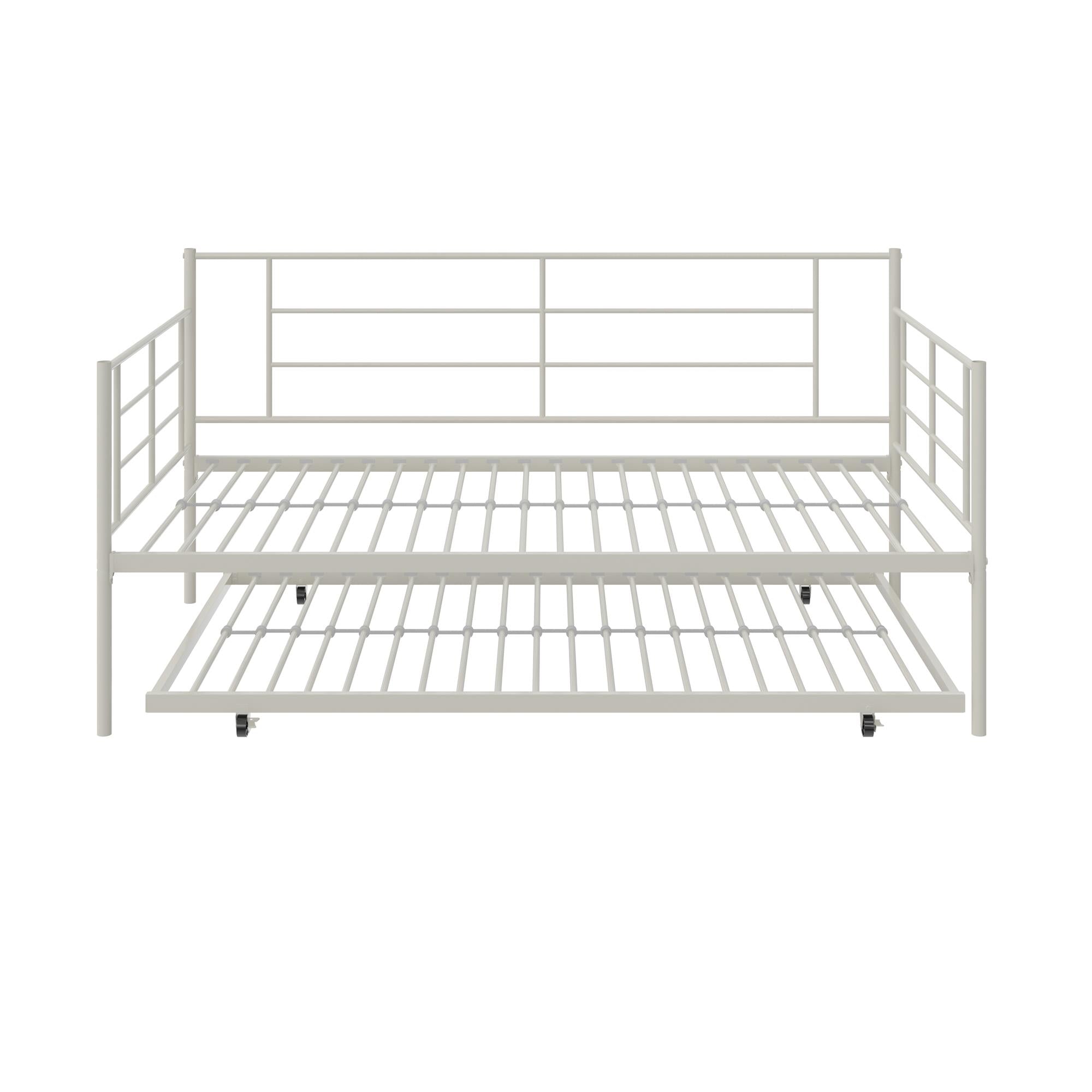 RealRooms Praxis Metal Daybed with Trundle - White - Twin