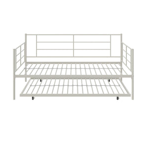RealRooms Praxis Metal Daybed with Trundle - White - Twin