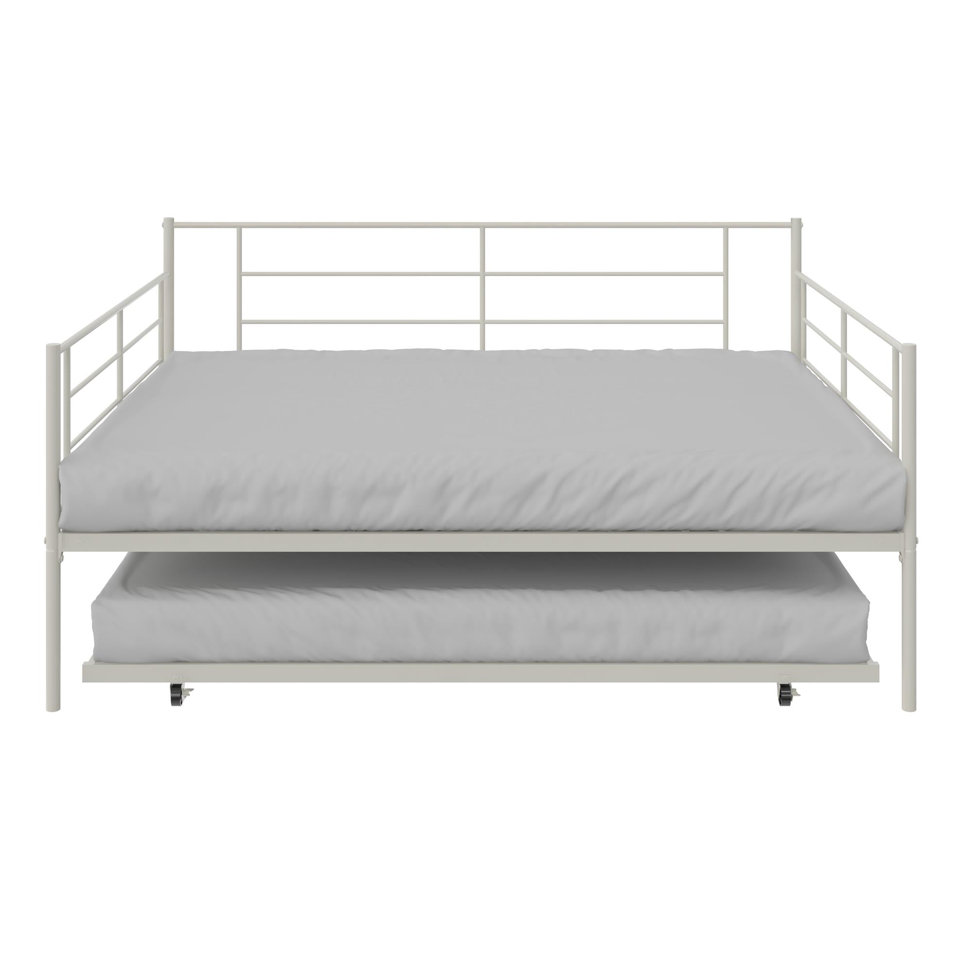RealRooms Praxis Metal Daybed with Trundle - White - Full