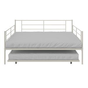 RealRooms Praxis Metal Daybed with Trundle - White - Full