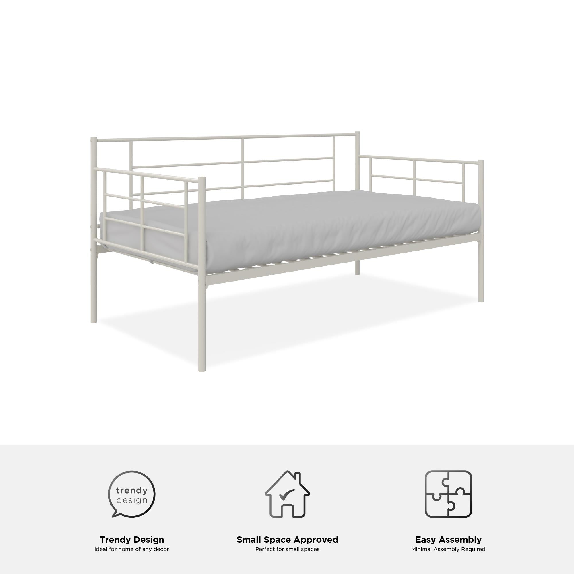 RealRooms Praxis Metal Daybed - White - Twin