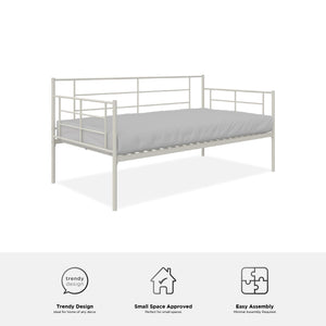 RealRooms Praxis Metal Daybed - White - Twin