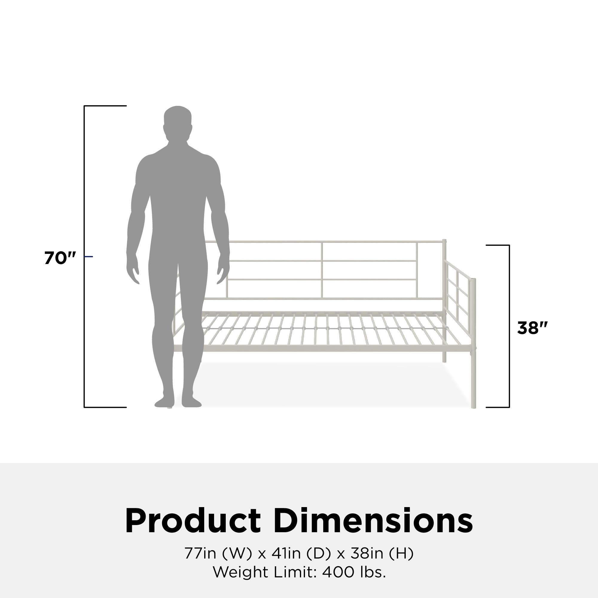 RealRooms Praxis Metal Daybed - White - Twin