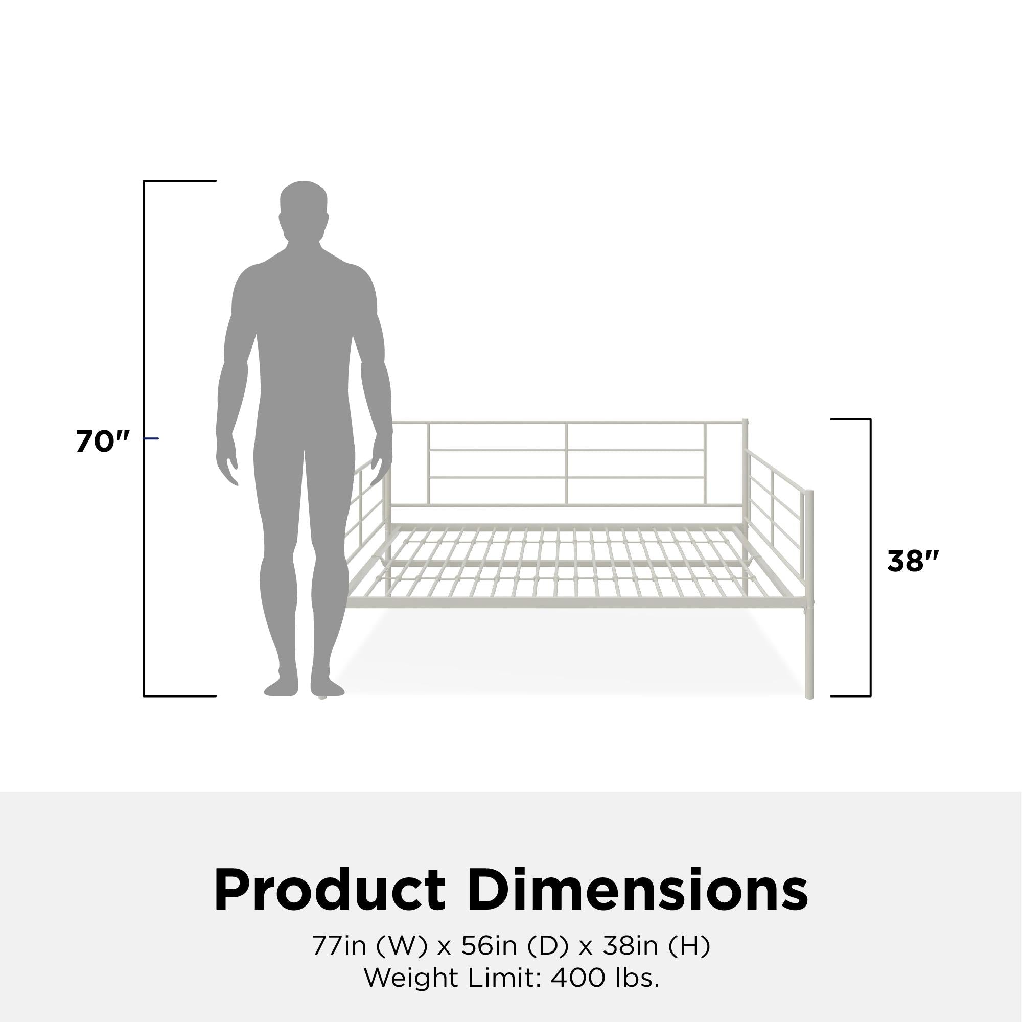 RealRooms Praxis Metal Daybed - White - Full