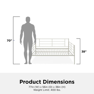 RealRooms Praxis Metal Daybed - White - Full