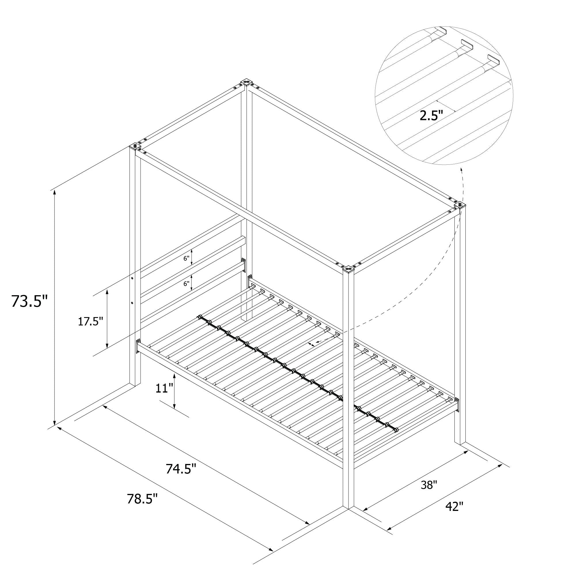 DHP Modern Metal Canopy Bed - Gold - Twin