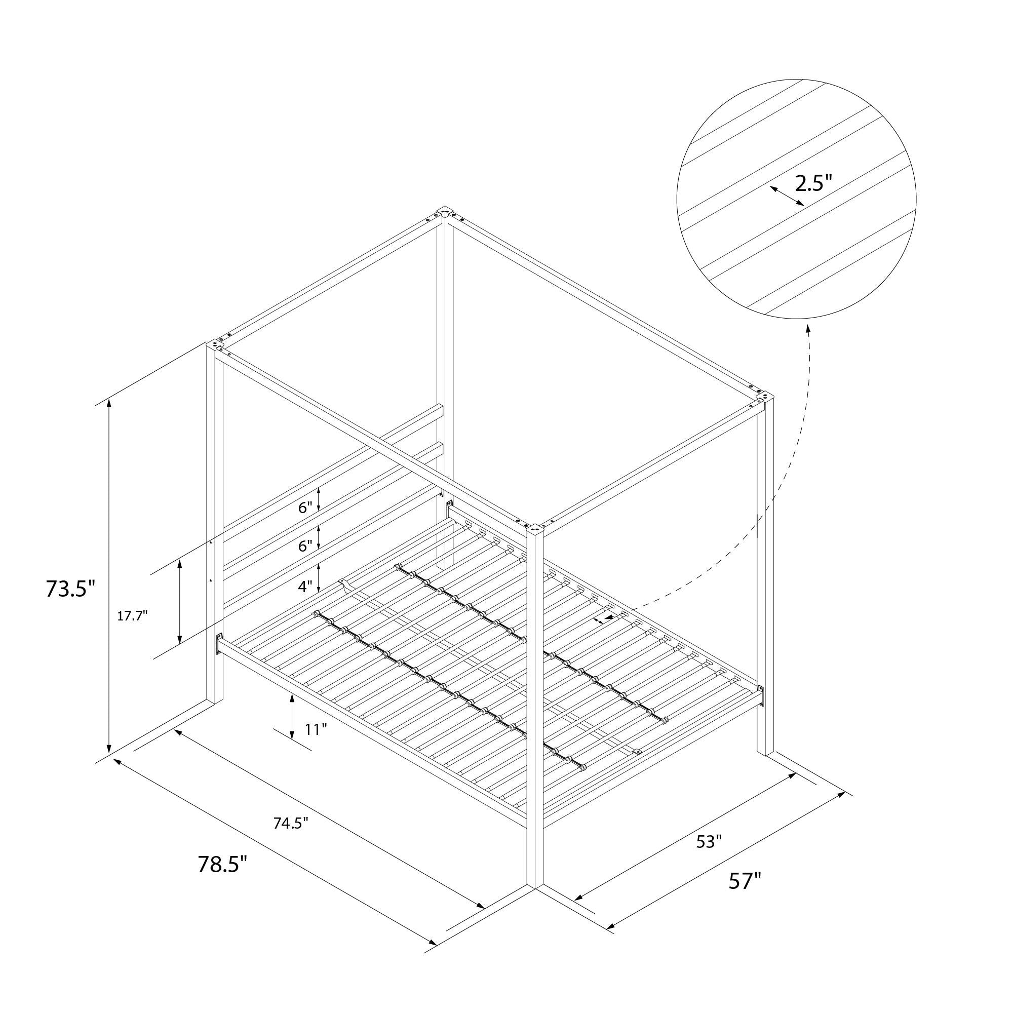 DHP Modern Metal Canopy Bed - Gold - Full