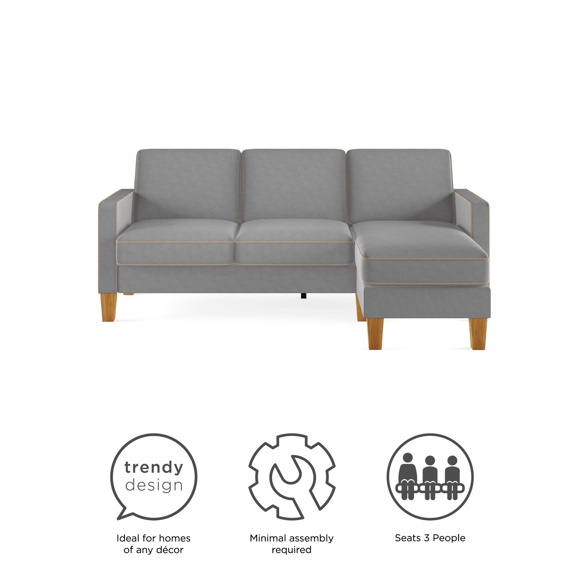 Novogratz Bowen Sectional Sofa - Gray