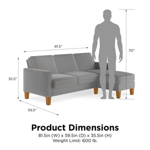 Novogratz Bowen Sectional Sofa - Gray