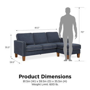 Novogratz Bowen Sectional Sofa - Blue