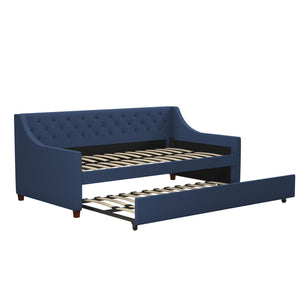 Novogratz Her Majesty Daybed and Trundle - Blue Linen - Twin